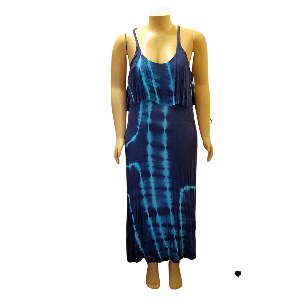 Diva Collection Junior’s Navy Light Blue Tie Dye Maxi Dress 3X